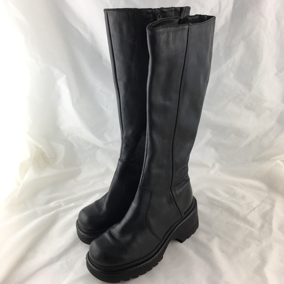 90s black knee high boots
